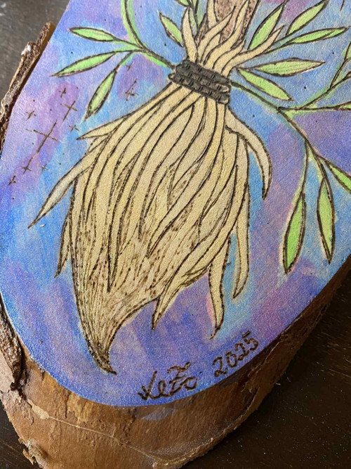 Kouzelné koště s měsícem - pyrografie — foto 3