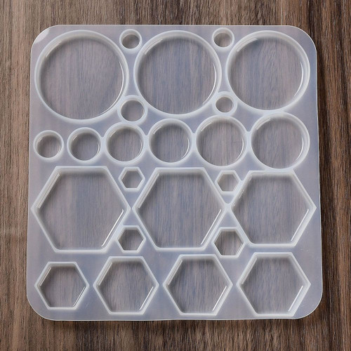 Silikonová forma kabošony hexagon + kulaté / 1ks — foto 2