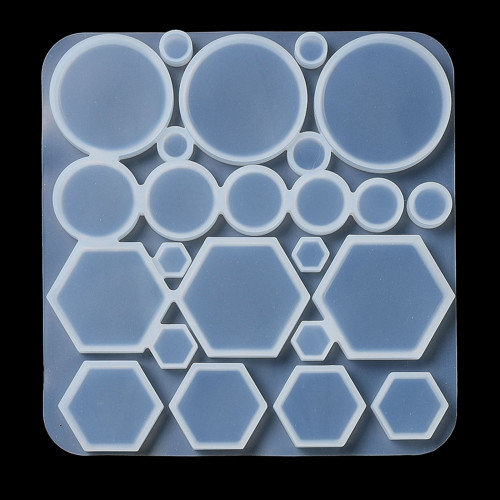 Silikonová forma kabošony hexagon + kulaté / 1ks — foto 4