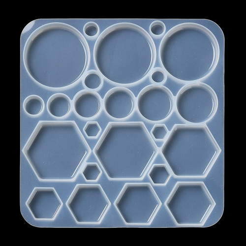 Silikonová forma kabošony hexagon + kulaté / 1ks — foto 5