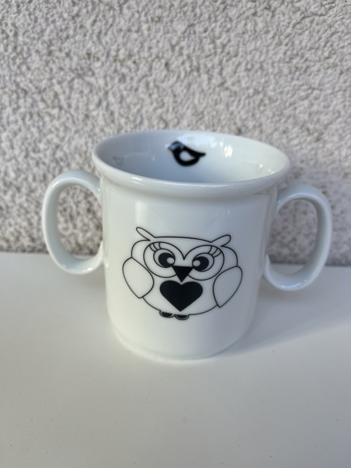 Dětský, porcelánový hrnek dvouuchý-Sovičky — foto 2