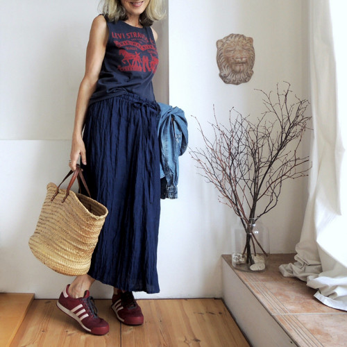 KAIA Tmavomodrá - sukně len — foto 2