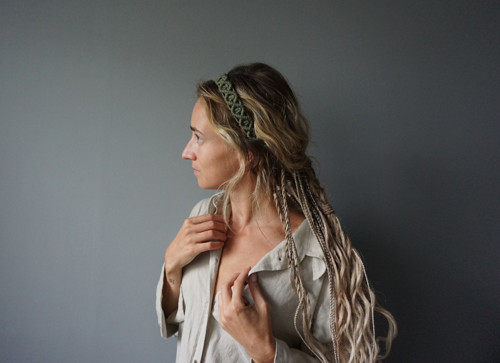 Macramé čelenka Khaki — foto 2