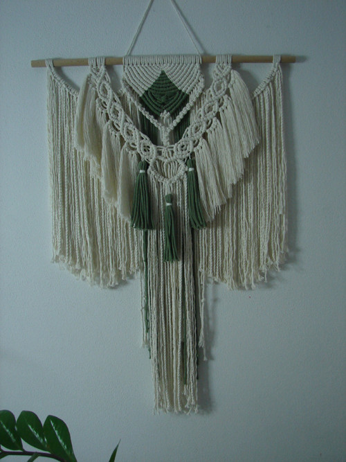 Boho dekorace MACRAME - natural/avokádo — foto 2