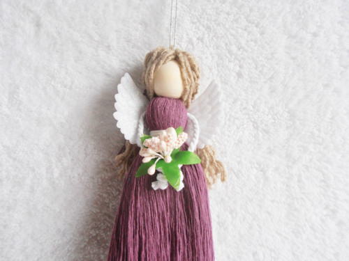 Anděl macrame tmavě fialový — foto 3