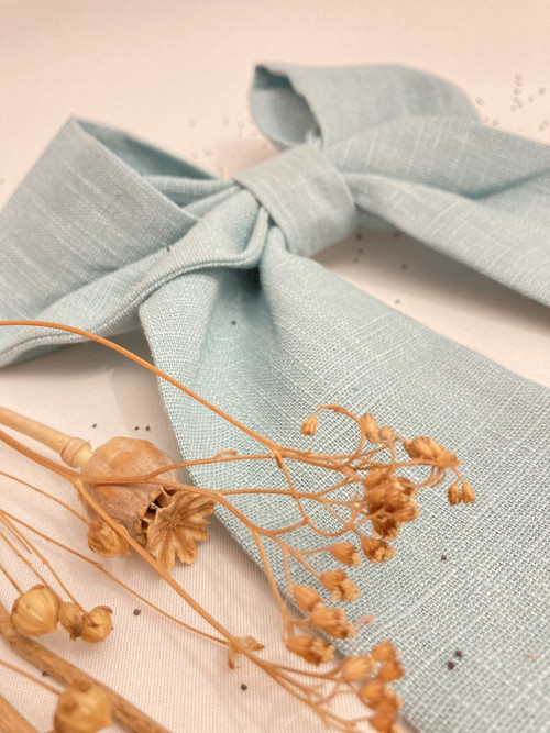 Ľanová mašľa MAXI - pastel MINT — foto 3