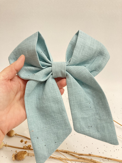 Ľanová mašľa MAXI - pastel MINT — foto 5