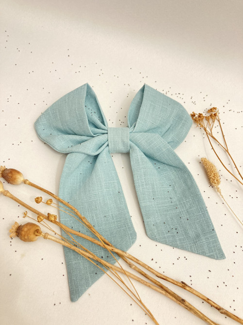 Ľanová mašľa MAXI - pastel MINT — foto 2