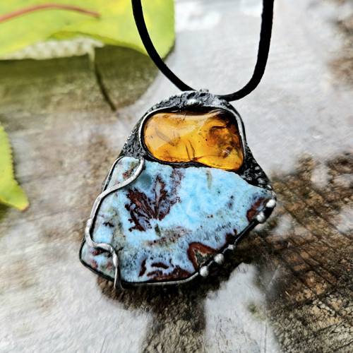 Modrá láva - larimar, jantar — foto 2