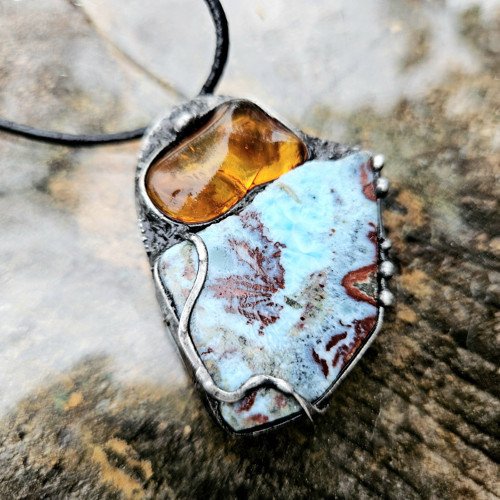 Modrá láva - larimar, jantar — foto 3