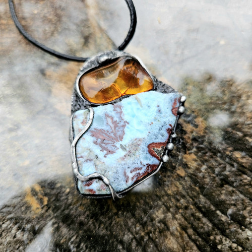 Modrá láva - larimar, jantar — foto 4