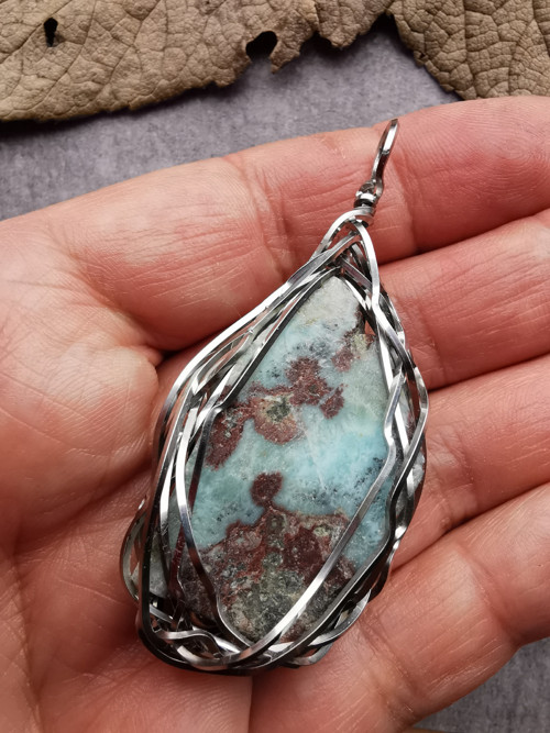 Larimar- přívěsek, chirurgická ocel — foto 4