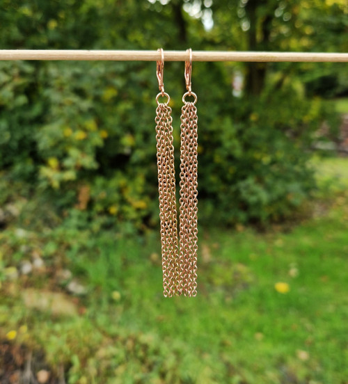 Ocelové náušnice*střapce*rose gold — foto 6