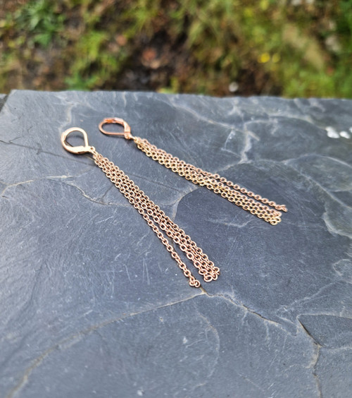Ocelové náušnice*střapce*rose gold — foto 3