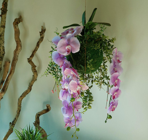 Kokedama s umělými orchidejemi — foto 5