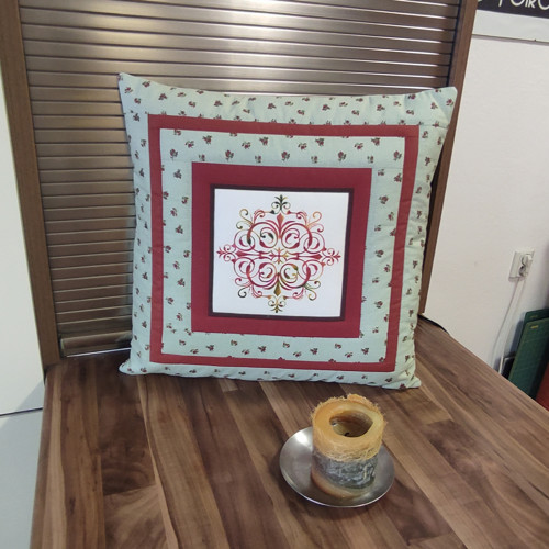 Povlak na polštář patchwork zelenkavý ornament — foto 3