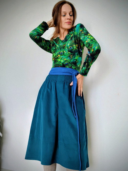 Manšestrová Sukně Petrolejová — foto 2