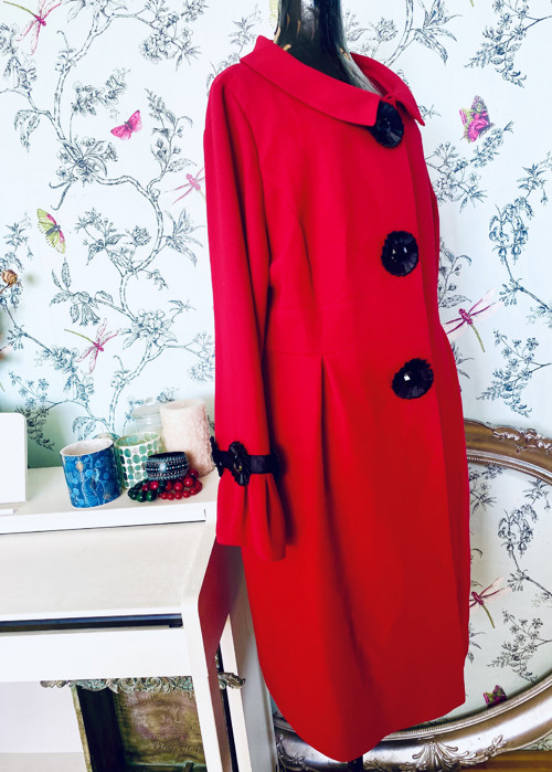 Kabát vintage red extravagantní — foto 3