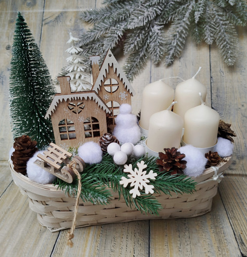 Adventní svícen v košíku — foto 4