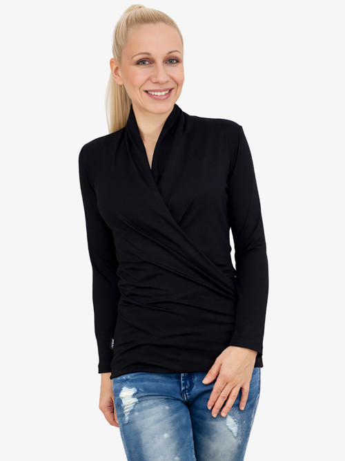 Top CALIOPE WRAP dlouhý rukáv - černý — foto 2