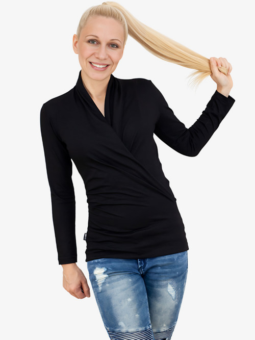 Top CALIOPE WRAP dlouhý rukáv - černý — foto 5