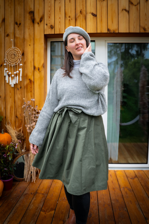 Manšestrová Midi - Khaki — foto 3