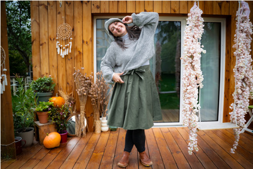 Manšestrová Midi - Khaki — foto 4