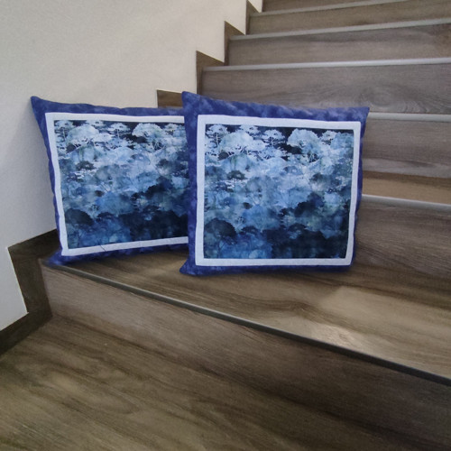 Povlak na polštář patchwork modrý Krajina se strom — foto 3
