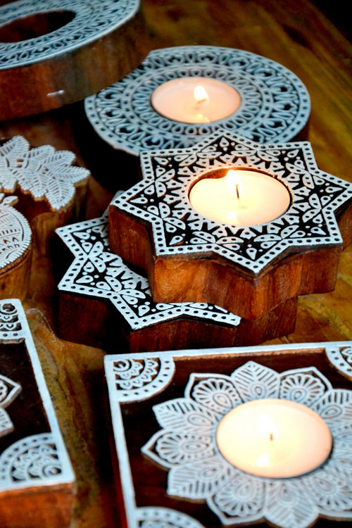 Dřevěné razítko – ruka Hamsa razítko/svícen — foto 5