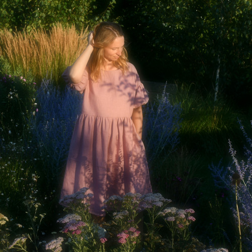 Mauve lněné šaty — foto 4