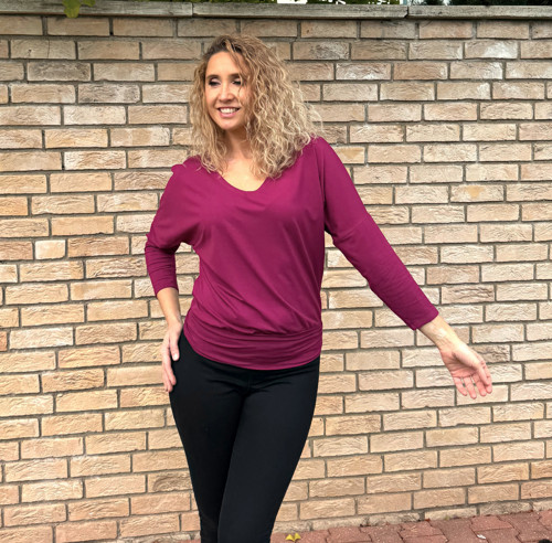 Volný top s pasem Amaranth V výstřih — foto 2