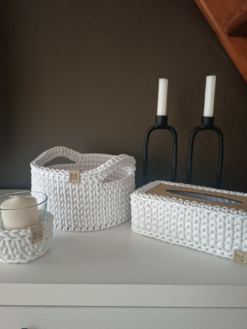 Set Háčkovaný Košík + Obal Na Kapesníky + Svícen — foto 5