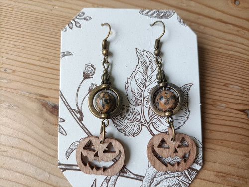 Halloweenské náušnice s jaspisem leopardím — foto 3