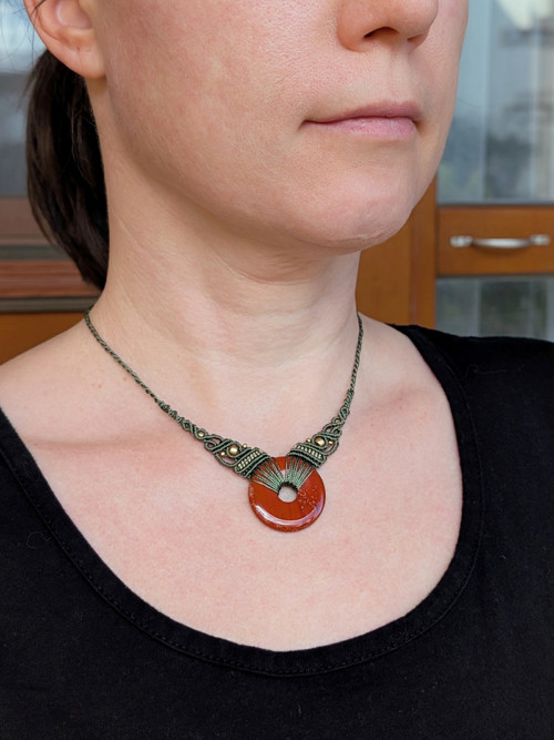 Macramé náhrdelník s červeným jaspisem II — foto 6