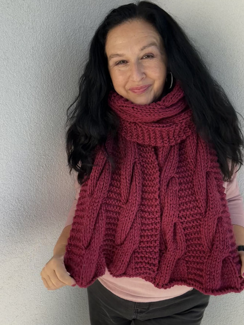 RUČNĚ PLETENÁ ŠÁLA bordó — foto 3