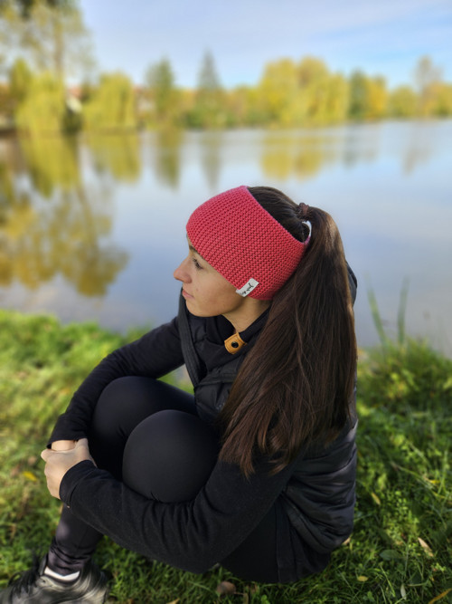 Super high čelenka - merino růžová — foto 3