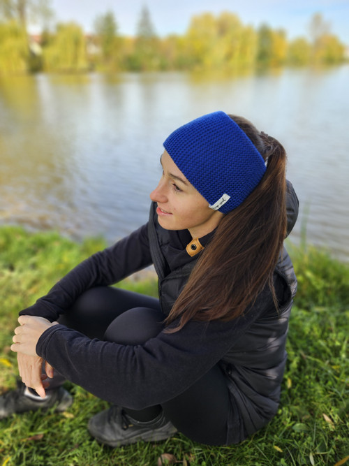 Super high čelenka - merino modrá — foto 4