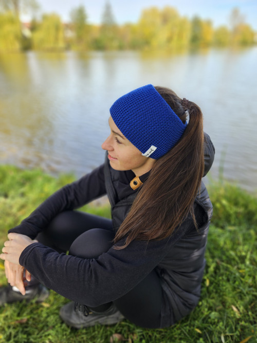 Super high čelenka - merino modrá — foto 3