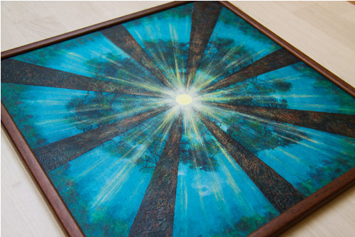 Borovicová mandala - malba na plátně - originál — foto 2