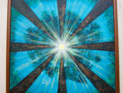 Borovicová mandala - malba na plátně - originál — foto 3