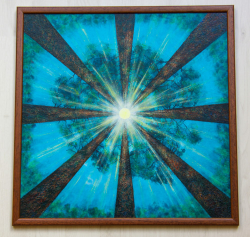 Borovicová mandala - malba na plátně - originál — foto 5
