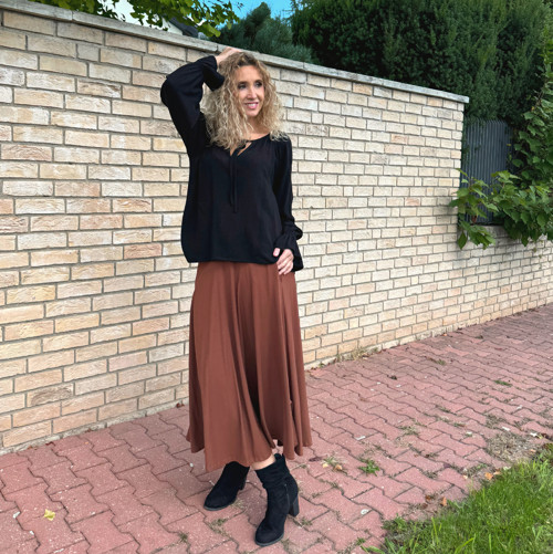 Volná sukně skořicová midi — foto 5