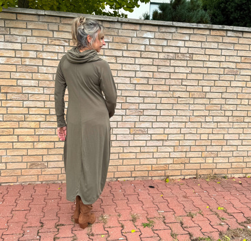Dlouhé balonové šaty khaki — foto 6