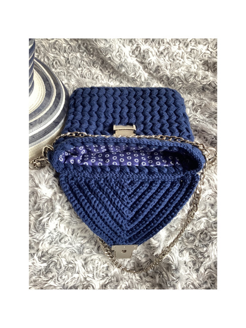 Háčkovaná Boho kabelka - modrá — foto 3