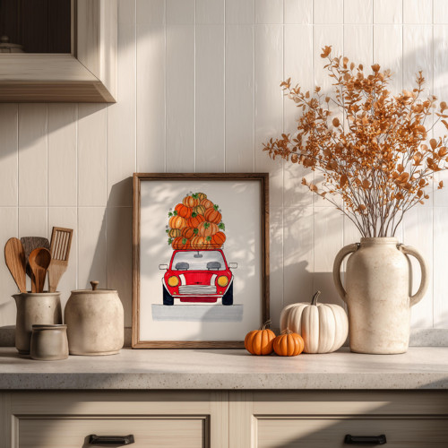 Mini Cooper s dýněmi - umělecký tisk — foto 3