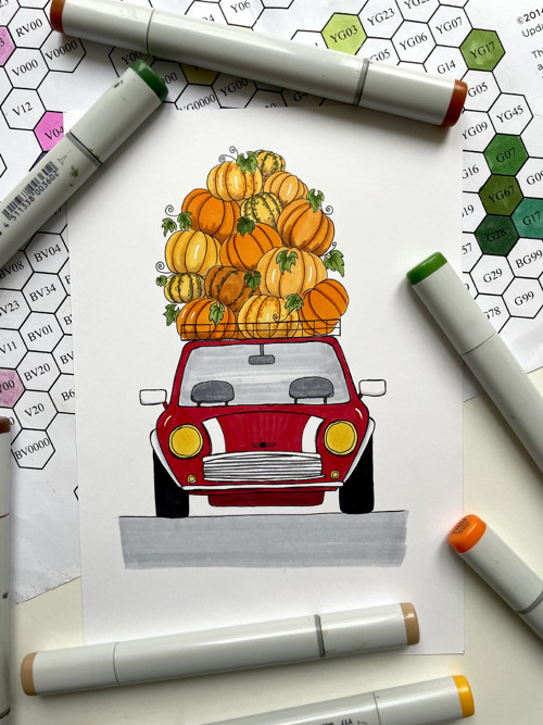 Mini Cooper s dýněmi - umělecký tisk — foto 2