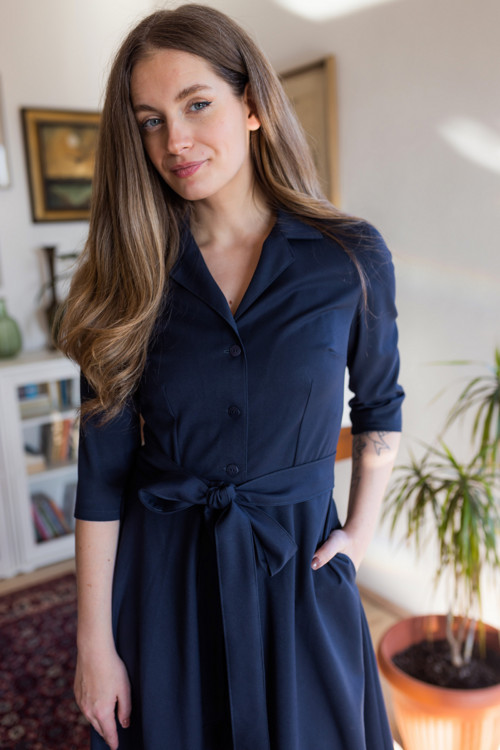 Košilové šaty ELA, tmavě modrá — foto 3