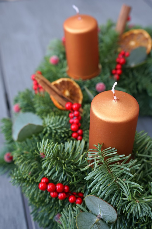 Adventní věnec měděný červený — foto 3
