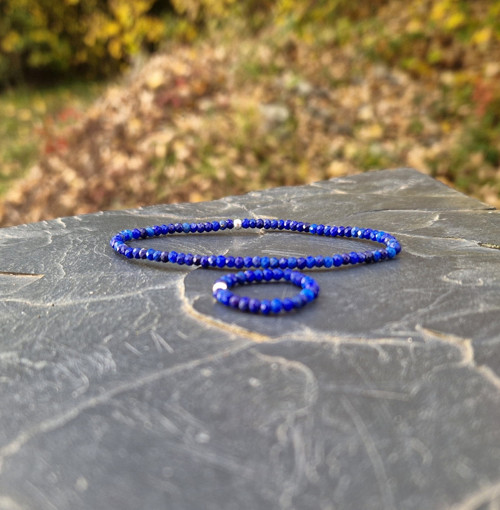 Lapis lazuli*broušené rondelky*0,3 cm*prsten — foto 5
