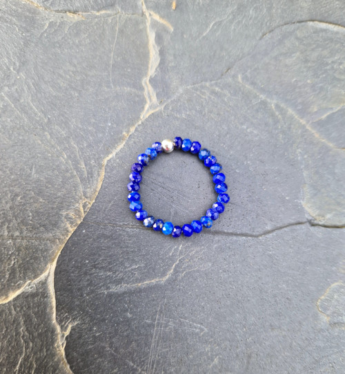 Lapis lazuli*broušené rondelky*0,3 cm*prsten — foto 3